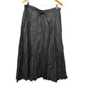 Liz & Me Womens Crinkle Skirt 1X Taupe Cotton A-Line Boho Casual Western Cowgirl